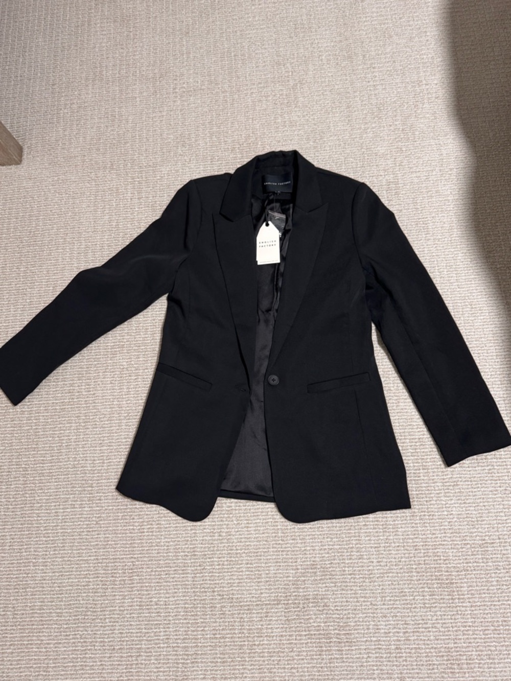 NWT English Factory Black Single-Button Tailored Blazer